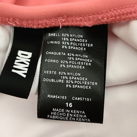 DKNY Women's Peek-a-Boo Twist One-Piece Swimsuit Coral Pink Scoop Back Size 16 - Picture 9 of 15